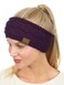 C.C CC Soft Stretch Winter Warm Cable Knit Fuzzy Lined Ear Warmer Headband Dark Purple