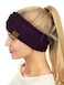 C.C CC Soft Stretch Winter Warm Cable Knit Fuzzy Lined Ear Warmer Headband Dark Purple