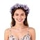 June Bloomy Rose Flower Leave Crown Bridal Halo Headband with Adjustable Ribbon Lavender
