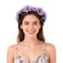 June Bloomy Rose Flower Leave Crown Bridal Halo Headband with Adjustable Ribbon Lavender