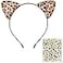 Funcredible Leopard Ears Headband Temporary Tattoos Cheetah Costume Headband Set for Adults Festival Halloween Cosplay Accessories