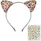 Funcredible Leopard Ears Headband Temporary Tattoos Cheetah Costume Headband Set for Adults Festival Halloween Cosplay Accessories