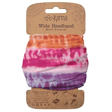 Karma Rainbow Tie Dye Headband for Women Wide Fabric Headband and Stretchy Hair Scarf Multicolor