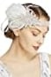BABEYOND Vintage 1920s Flapper Headband Roaring 20s Great Gatsby Headpiece with Feather 1920s Flapper Gatsby Hair Accessories White
