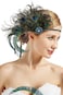 BABEYOND 1920s Flapper Peacock Feather Headband Roaring 20s Beaded Headpiece 1920s Great Gatsby Costume Hair AccessoriesBlue Green