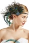 BABEYOND 1920s Flapper Peacock Feather Headband Roaring 20s Beaded Headpiece 1920s Great Gatsby Costume Hair AccessoriesBlue Green