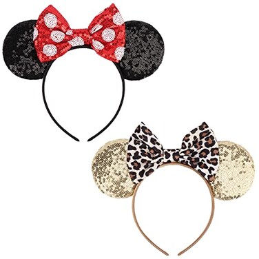 DRESHOW Mouse Ears Bow Headbands Glitter Party Decoration Cosplay Costume for Women