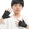 TINAYAUE Kids Cycling Gloves Thin Breathable Non Slip Shockproof Sports Half Finger Gloves for Riding Biking Roller Skating Black Medium