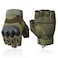 SUJAYU Tactical Fingerless Gloves for Airsoft Survival Combat Driving Mens Motorcycle Gloves Green Medium