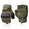 SUJAYU Tactical Fingerless Gloves for Airsoft Survival Combat Driving Mens Motorcycle Gloves Green Medium