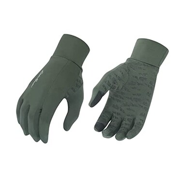 Eddie Bauer Touchscreen Warm Running Glove Liners Standard Mens and Womens Cool Weather Gloves Dark Green Large