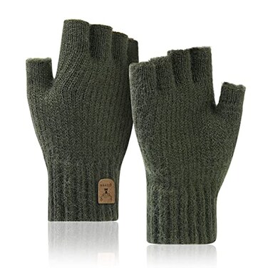 JUNRUI Fingerless Gloves Half Finger Winter Warm Knitted Gloves Working Running Biking Driving for Men Women
