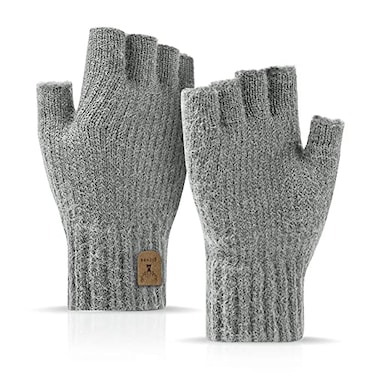 JUNRUI Fingerless Gloves Half Finger Winter Warm Knitted Gloves Working Running Biking Driving for Men Women