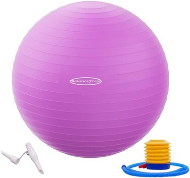 Fitvids AntiBurst and Slip Resistant Exercise Yoga Ball with Quick Pump 3845cm S Purple