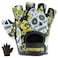 Contraband Pink Label 5237 Womens Designer Workout Gloves Sugar Skull Print wGripLock Padding Yellow Medium