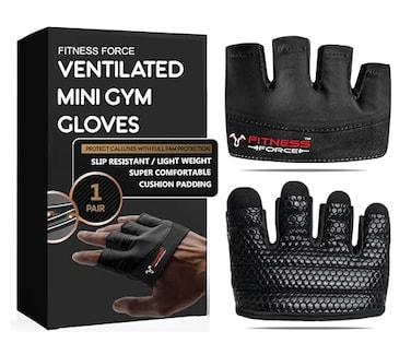 FITNESS FORCE Workout Gloves for Men Women Partial Weight Lifting NonSlip Gym Gloves Lifting Grip for Calluses Guard Fingerless Exercise Gloves with Full Palm Protection