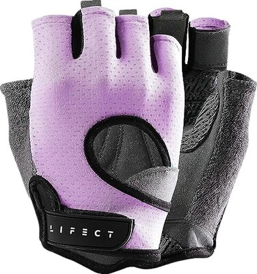 LIFECT Freedom Workout Gloves Knuckle Weight Lifting Shorty Fingerless Gloves with Curved Open Back for Powerlifting Gym Women and Men Purple Medium
