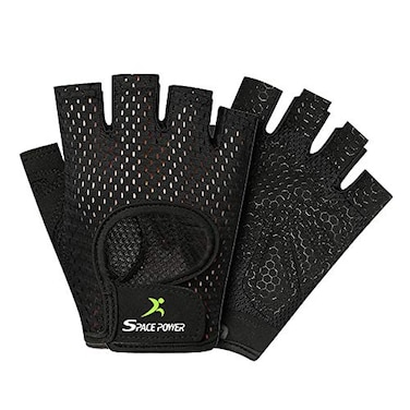 spacepower Workout Gloves Weight Lifting Gloves for WomenMen Lightweight Breathable Gym Glove for Exercise Medium Black