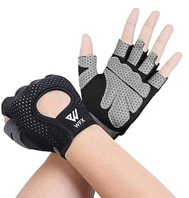 WESTWOOD FOX Weight Lifting Gloves for Men Women Gym Gloves with Wrist Wrap Support for Workout Training Exercise Fitness Hanging Pull ups for Dumbbell Cycling Blacks Medium