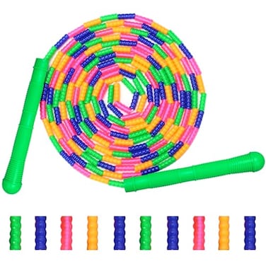 Coolrunner 16 FT Long Jump Rope1 PACK Double Dutch Jump Ropes Soft Beaded Skipping for Kids Adults Plastic Segmented Long Enough for 45 Jumpers Green