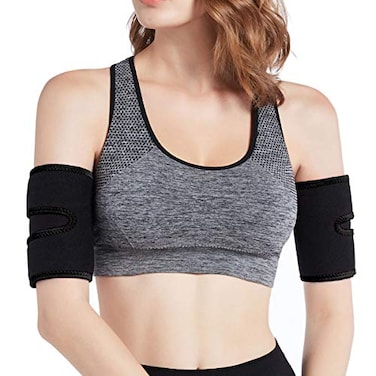 Bakerdani Hot Sweat Neoprene Compression Arm Sauna Sleeves Slimmer Bands Wraps Arm Trimmers for Men Women a Pair