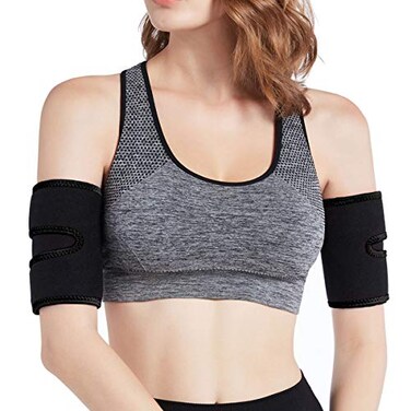 Bakerdani Hot Sweat Neoprene Compression Arm Sauna Sleeves Slimmer Bands Wraps Arm Trimmers for Men Women a Pair
