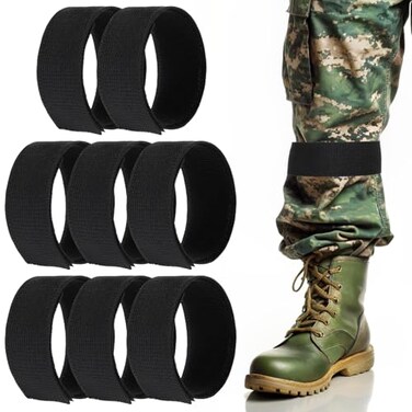 Gjinxi 8Pcs Boot Blousers Ankle Straps 15Inches Elastic Boot Straps Blousing Straps Trousers Blouses Straps Ankle Hook and Loop Boot Bands for Fishing Hunting Hiking Cycling Gardening Uniform