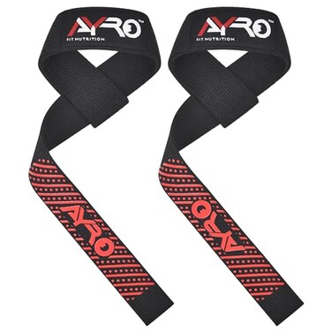 AYRO Lifting Wrist Straps for Weightlifting Bodybuilding Powerlifting Strength Training Black