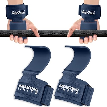 BREAKING LIMITS Breaking Limits Lifting Hooks for Weight Lifting Pair Wrist Hooks for Weightlifting Gym Deadlifts PullUps Hook Lifting Straps Hook Grips for Men Women