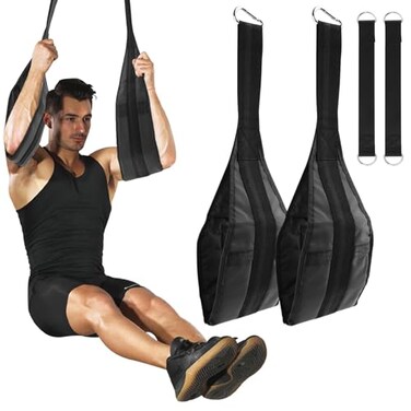 Ranjaner Hanging Ab Straps for Pull Up Bar Abdominal Muscle Building Padded Arm Support Slings Ab Sling Straps for Training Knee and Leg Raises Ab Workout Equipment