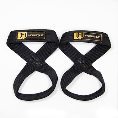 HOSSTILE Figure 8 Lifting Straps Pair HeavyDuty Cotton Webbing NonSlip Design Adjustable Fit for Strength Training Bodybuilding Weightlifting