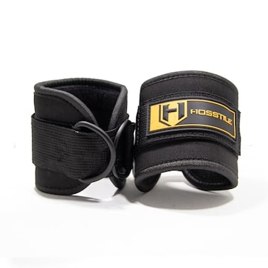 HOSSTILE Neoprene Ankle Straps Pair Durable Steel DRing Soft Neoprene Lining HeavyGrade Hook and Loop Adjustable Support for Cable Machine Exercises One Size Fits All