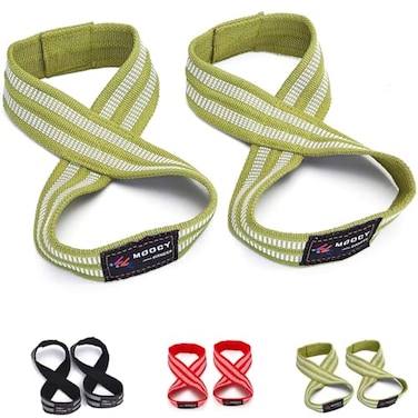 MOOCY Figure 8 Lifting Straps for DeadliftWeightliftingStrongman Cross Training Strong Weightlifting Wrist Wraps