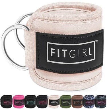FITGIRL Ankle Strap Single for Cable Machines and Resistance Bands Work Out Cuff Attachment for Home Gym Glute Workouts Kickbacks Leg Extensions Hip Abductors Women Only Beige Single