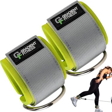 Gradient Fitness Ankle Straps 2 Pack Ankle Strap for Cable Machine Ankle Bands for Working Out Cable Ankle Strap Cable Machine Attachment Ankle Cable Attachments for Gym GreyGreen