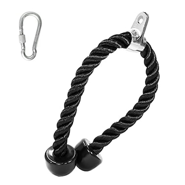 Luwint 27 Inch Tricep Rope Cable Attachment for Gym Heavy Duty Nylon Braided Pull Down Rope with Solid Rubber Handles Compatible with Cable Machine Home Gym Fitness Equipment