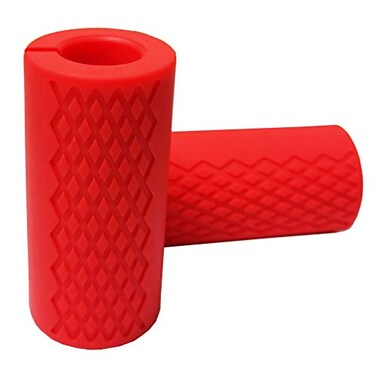 qibylift Pull Up Thick Bar Adapter Weight Grip Bar Fit for Standard Barbell Dumbbell Handle Grips Silicone Rubber Barbell Grips for Weight Lifting Cable Attachments Fitness Training Red