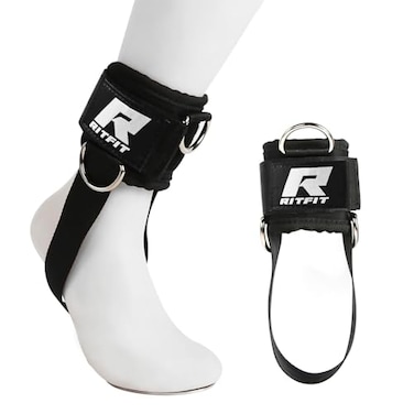 RitFit Kickback Ankle Straps Padded Ankle Strap for Cable MachineStrong Hook and LoopReinforced 3 DRing Adjustable Comfort fit Neoprene Premium Ankle Cuffs to Enhance Abs Glute Leg Workouts