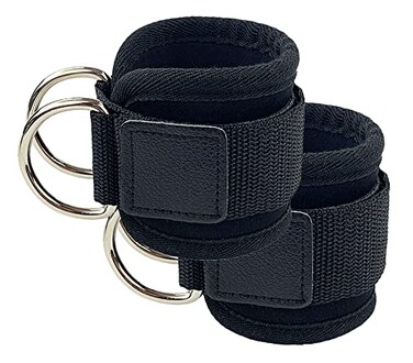 SUJAYU Ankle Strap for Cable Machine 1 Pair Ankle Bands for Working Out Ankle Cuffs for Cable Machine Adjustable Cable Kickback Ankle Strap Gym Accessories for Women Black