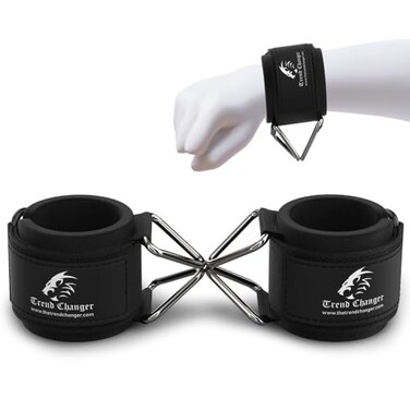Trend Changer Wrist Cuffs Support Cable Attachments for Gym Machine Workout with Adjustable Wrist Straps Sturdy Buckle Neoprene Padding for Strength Training Lateral Raises Black Medium