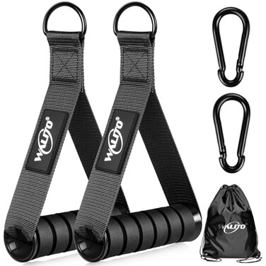 WALITO Exercise Handles Replacement Cable Machine Attachments for Home Gym Equipment Pulley System Pilates Resistance Bands Strength Trainer Heavy Duty Working Out Handles Black