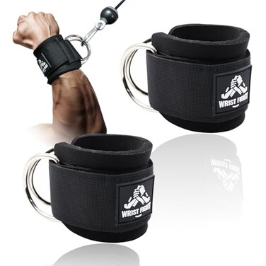 WRIST FIGHT Wrist Cuffs with Dual DRings Secure Comfortable Support for Cable Machine Workouts Lateral Raises Arm Strength Training and Triceps Exercises