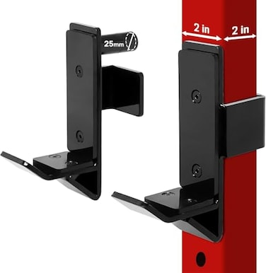 Yes4All Power Rack JHooks Attachments Heavy Duty Barbell Holders Compatible with 2x2 3x3 Power Racks for Home Gym Jhook Barbell 2x2