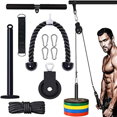 Monfasye Mtgluk Cable Pulley System Upgraded DIY LAT and Lift Weight Pulley Machine Attachment Home Gym Forearm Wrist Roller for Triceps Pull Downs Biceps Curl Forearm Shoulder Nylon 100
