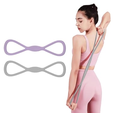 Adorila 2 Pack HighTension Figure 8 Resistance Bands with Handles 25LB 35LB Silicone Strength Training Bands for Arm Back or Chest