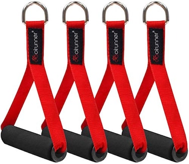 Coolrunner 2 Pair Resistance Band Handles Grips Fitness Strap Wide Design Heavy Duty Cable Handles with Solid ABS Cores Heavy Gauge Welded DRings 4Piece Set