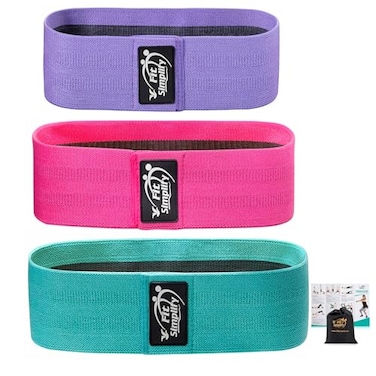 Fit Simplify Non Slip Fabric Resistance Hip Bands Set of 3
