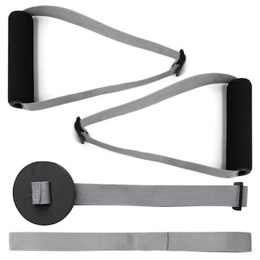 Hshbxd Resistance Band Handles Accessories Kit for Elastic Bands Tubes Modern Silver and Black Nylon Exercise Strap Accessories