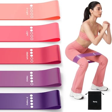 Renoj Resistance Bands for Working Out 5Pack Elastic Exercise Bands for Strength Training Stretching Workout Home Gym Equipment for Women Men Pilates Yoga Physical Therapy Leg Glute Arm Exercise Kit