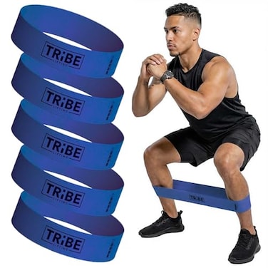 Tribe Lifting Fabric Resistance Bands for Working Out 5 Exercise Bands Set for Legs and Glutes Booty Bands for Women and Men Thick Cloth Workout Bands for Physical Therapy Hip Training
